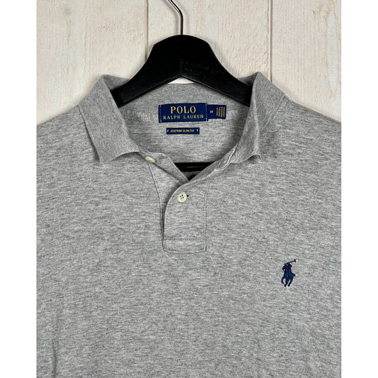 Classic Ralph Lauren Polo Shirt Long-Sleeve, Size M, Grey, Excellent Condition - Heritage Fashion
