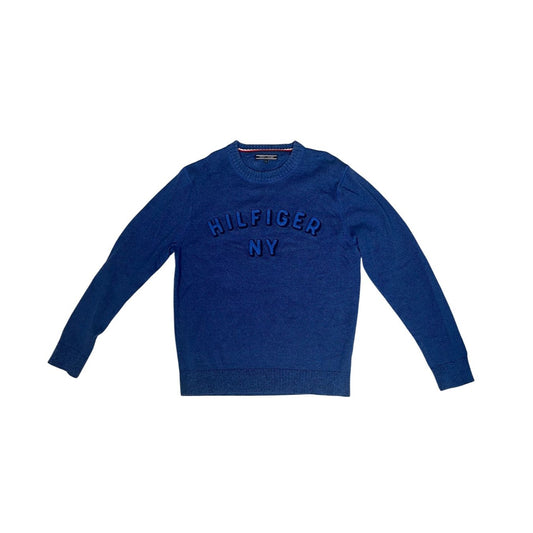 Dark Blue Tommy Hilfiger Sweater Size L with 'Hilfiger NY - Heritage Fashion