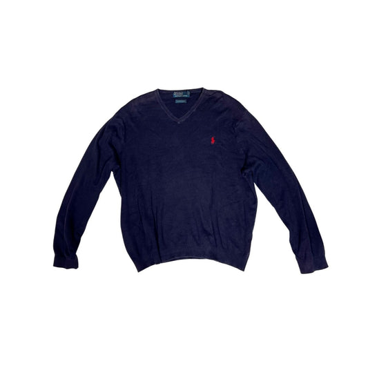 Ralph Lauren Blue V-Neck Sweater - Heritage Fashion