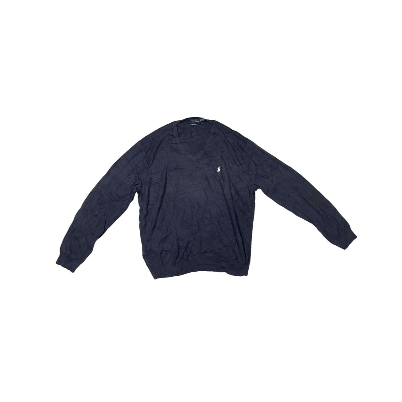 Ralph Lauren Navy Blue V-Neck Sweater - Heritage Fashion